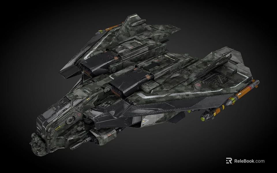 Detailed Sci-Fi Spacecraft 3D Model Featuring Armored Hull And Weapon Details 3d model 