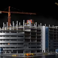 Construction Site Featuring Tower Crane Structural Columns And Multi Storey Building Under Construction 3d model
