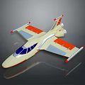 Cream Colored Toy Airplane with Orange Wings Cockpit Windows and Red Tail Tips