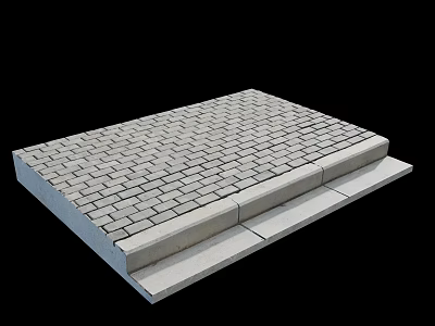 Durable Urban Road Infrastructure With Brick Pavement And Concrete Curb Structure 3d model
