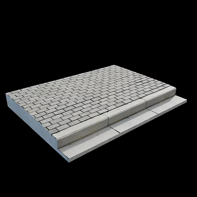 Durable Urban Road Infrastructure With Brick Pavement And Concrete Curb Structure 3d model