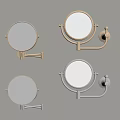 Round Wall Mounted Vanity Mirrors With Adjustable Arms Gold And Black Frames 3d model