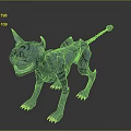 Blue Mythical Canine Creature With Black Patterns Horns Sharp Fangs And Claws 3D Fantasy Model