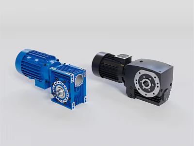 Industrial Gear Motors With Blue And Black Precision Gear Components 3d model