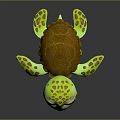 Cute Cartoon Turtle Toy With Green Body Brown Shell And Blue Eyes