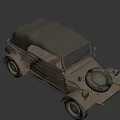 Vintage Convertible Car With Old Style Body And Spare Tire On Front