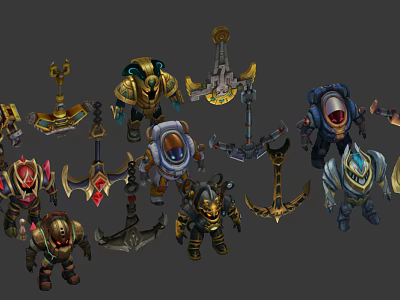 Game Movie Characters Featuring Multiple Armor Weapons And Colorful Mechanical Styles 3d model
