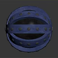 Blue Industrial Sphere Equipment With Metal Rings And Riveted Design Features