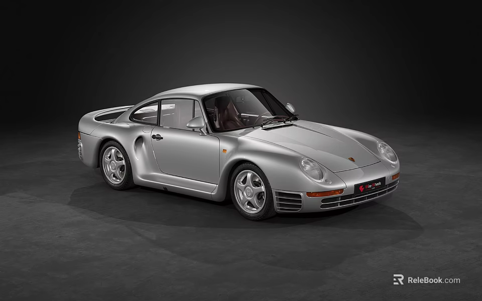 Silver Porsche Classic Sports Car With Sleek Body Design And Brown Leather Interior 3d model 