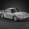 Silver Porsche Classic Sports Car With Sleek Body Design And Brown Leather Interior