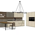 Modern Kitchen Design With Upper Lower Cabinets Pendant Lights And Island 3d model