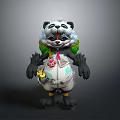 3D Panda Character Model With Decorative Clothing And Vibrant Color Details