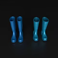 Blue Rain Boots Two Pairs Stylish Design On Black Background 3d model