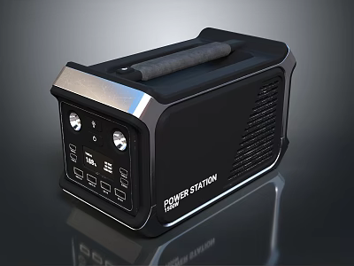 Portable Power Station With Black Design Handle Control Panel And Multiple Ports 3d model