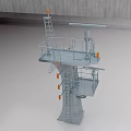 Ship Watch Tower Metal Structure With Platform Ladders Railings And Orange Indicators 3d model