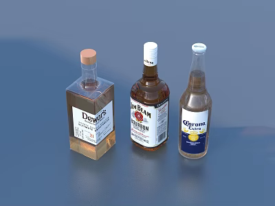 Essential Kitchen Household Supplies Including Lemons Vanilla Extract and Olive Oil Bottles 3d model