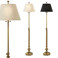 Modern Classic Floor Lamps With Brass Poles And Various Colored Fabric Shades
