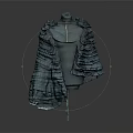Green Ruffled Cape Design On Mannequin With Elegant Fashion Details