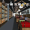 Supermarket Department Store Interior Featuring Aisles Shelves Products And Ceiling Lighting 3d model
