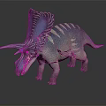 Blue White Triceratops Dinosaur with Striped Frill and Curved Horns Model