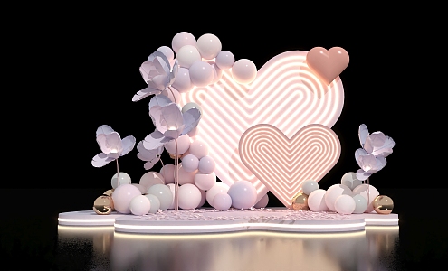 Valentine's Day, Valentine's Day, Small Stage, Valentine's Day, Beautiful New Year, Beautiful Festival, Beautiful Flower Art 3d model