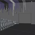 Modern Cinema Interior With Comfortable Seats Large Screen And Contemporary Lighting Design