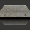 Concrete Structure Featuring Rectangular Body Two Red Small Cylinders And Irregular Bottom Geometry