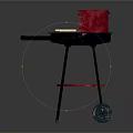 Sturdy Red Outdoor Grill Equipment with Rolling Wheels and Lower Storage Shelf Stand