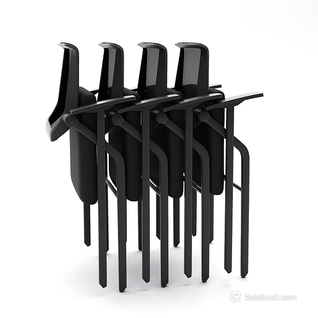Modern Black Stackable Public Chairs With Metal Frame Space Saving Design 3d model 