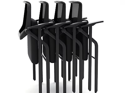 Modern Black Stackable Public Chairs With Metal Frame Space Saving Design 3d model