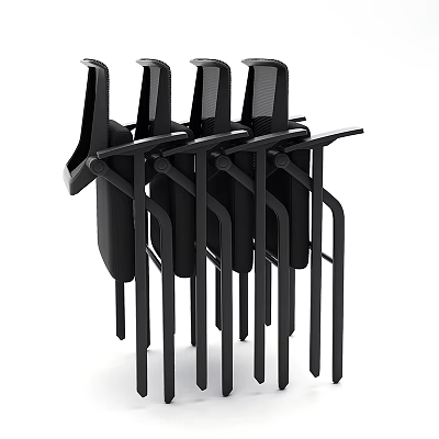 Modern Black Stackable Public Chairs With Metal Frame Space Saving Design 3d model