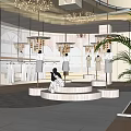 Modern Clothing Store Interior With Wooden Displays Mannequins Hanging Clothes And Green Plants