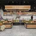 Supermarket Interior With Weighing Area Fresh Fruits Vegetables And Display Shelves