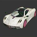 Sleek White Sports Car With Black Roof Red Wheels And Unique Design