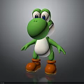 3D Render Of Green Cartoon Creature With Big Eyes White Belly And Orange Boots