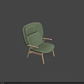 Green Upholstered Accent Chair With Wooden Armrests Legs And Modern Minimalist Design