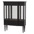 Classic Black Display Cabinet With Glass Doors Lower Storage And Tapered Legs