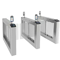 Modern Public Facility Turnstile With Glass Barriers And Access Control System 3d model
