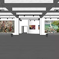 Art Gallery Exhibition Space With Paintings On Walls And Ceiling Lighting