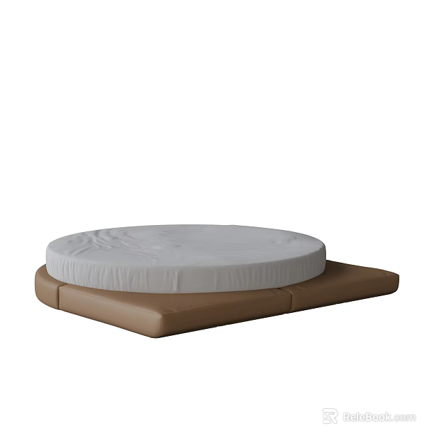 Comfortable Modern Double Bed With White Mattress And Brown Frame Design 3d model 