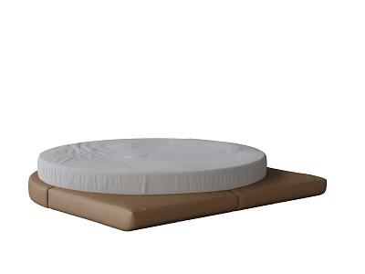 Comfortable Modern Double Bed With White Mattress And Brown Frame Design 3d model