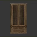 Classic Wooden Display Cabinet With Glass Doors And Bottom Drawer Storage Design