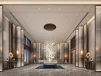 New Chinese Hall Hotel Lobby 3d model