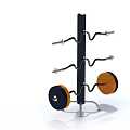 Sturdy Weight Plate Storage Rack With Curved Hooks And Colorful Weight Plates