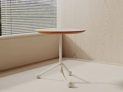 Modern Minimalist Side Table With Round Wooden Top And White Tripod Legs 3d model