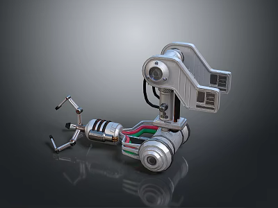 Industrial Equipment With Precision Mechanical Arm Camera Sensor And Rotating Metallic Components 3d model