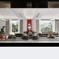 Elegant Modern Dining Room Interior With Wooden Table White Chairs Bookshelves And Decorative Painting