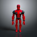 Red and Black Superhero Action Figure Standing with Glossy Surface and Detailed Design