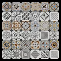Modern Tile Hand-turned Tile Mosaic Middle Ancient Tile 3d model
