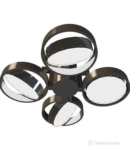 Modern Home Background Wall Design With Black Multi Head Circular Chandelier 3d model